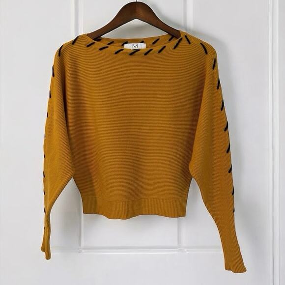 Magaschoni Mustard Sweater with Black Accents - Picture 1 of 9